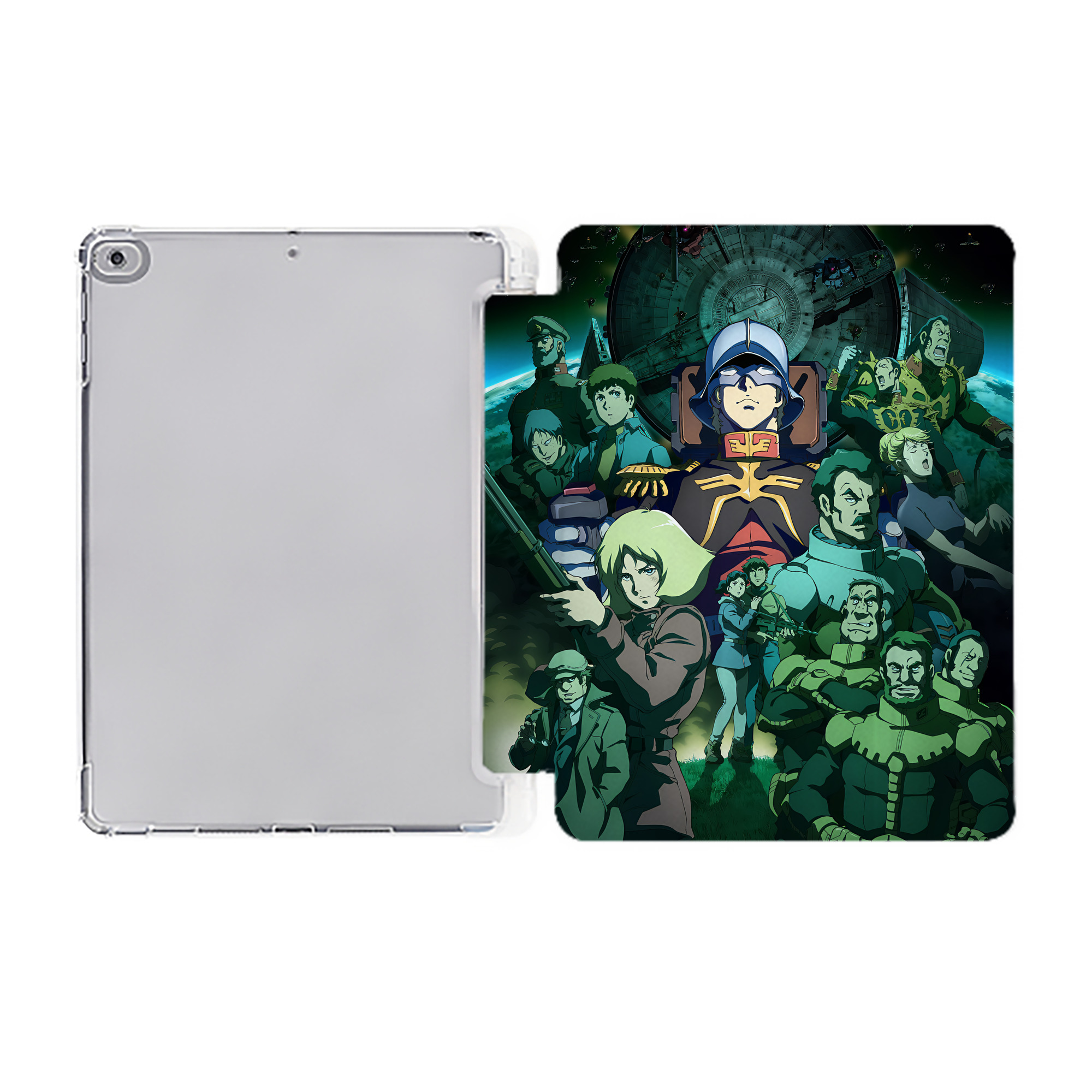 （画像用） 機動戦士ガンダム Mobile Suit Gundam IPad ケース ペン収納付き 三つ折りスタンド PUレザー×シリコン 対応機種9.5/10.5/10.9インチ